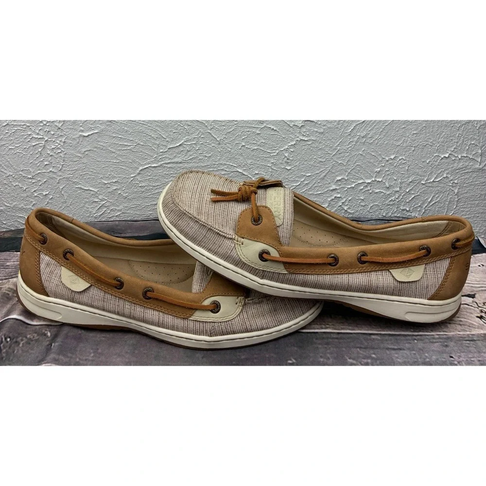 Sperry Top-Sider Angelfish Boat Shoes Womens 12M Tan Beige Leather STS99201